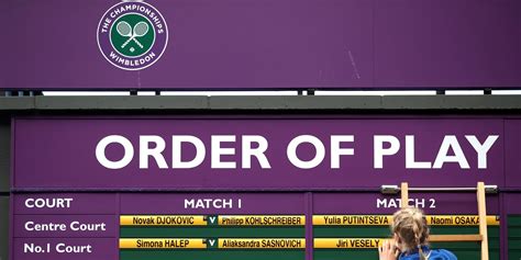 order of play at wimbledon today.